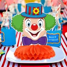 6 buc. decorațiuni de masă cu clovn, carnaval, clovn, decorațiuni de masă - piesă centrală în formă de fagure - decorațiuni de masă pentru carnaval, carnaval, circ și multe altele - Multicolor - Vizualizare 5