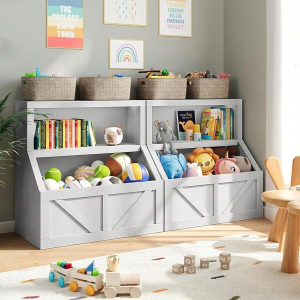 Kids Bookcase Cabinet And Toy Storage, Wooden Toddler Bookshelf With Toy Storage Organizer, Children's Book Shelf Cubbies For Playroom Bedroom Daycare Nursery Classroom Kindergarten Hallway