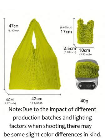 女士魔术弹力手提袋可伸缩购物手提包大容量可重复使用购物袋多色可折叠购物袋旅行必需品菠萝袋皱纹泡泡袋适用于旅行露营户外海滩暑假返校