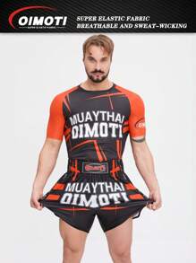 OIMOTI 设计 1 套男式宽松高弹力短袖拳击短裤、跆拳道、MMA 训练服、武术短裤和套头衫 - 彩色 - 查看 4