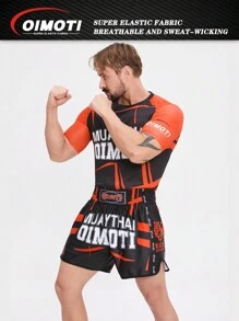 OIMOTI 设计 1 套男式宽松高弹力短袖拳击短裤、跆拳道、MMA 训练服、武术短裤和套头衫 - 彩色 - 查看 5
