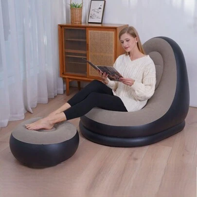 Divano gonfiabile con Reposapiés | Sillón Hinchable Plegable y Cómodo | Ideale per la visione in casa, ufficio, campeggio, terrazza e giardino