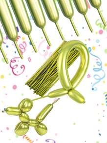 20pcs Metal Long Tube Magic Latex Balloons, DIY Animal Bouquet Creative Shape Latex Balloons For Wedding Birthday Party Decoration - 彩色 - 查看 4