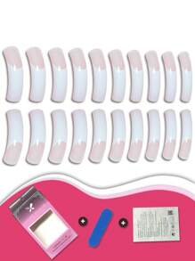 20pcs Long Curved White French Fake Nails, Classic And Minimalist White French Design, Highlighting Elegant And Sophisticated Fingertip Beauty, Includes Jelly Glue And Nail File, Perfect Nail Set For Weddings, Parties, And Everyday Styles Press On Nails