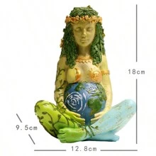 Figura decorativa de la Diosa Gaia, Madre Tierra, artesanía de resina para decoración del hogar y escritorio - Verde - Ver 6