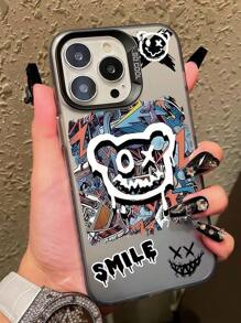 涂鸦熊高品质 TPU 手机壳适用于 Apple 16 15/14/13 Pro Max - 时尚防震保护套也适用于系列防水防摔防刮 - 黑色 - 查看 1