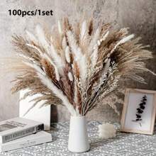 50/100/150pcs 17.5inches Dried Pampas Grass Flowers Baby Shower Decorations Wedding Supplies Accessories Home Farmhouse Room Floral Decor Natural Fluffy Pampas Grass Bouquet Lifelike Colorful Pampas Grass Bouquet Creative Fake Reed Flower Bouquet Simple Fluffy Artificial Plants