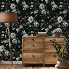 1Roll French Retro Self-Adhesive Wallpaper - Dark Background Elegant Flower Pattern, Peel And Stick Contact Paper, Waterproof, Removable, Easy To Use, Home Decor Wall Sticker, Wall Art Murals, Suitable For Kitchen, Bedroom, Living Room, Cabinets, Wardrobes, Tables Furniture Renovation - Multicolor - View 4