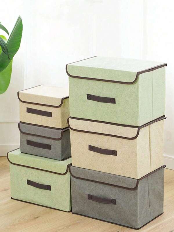 1 Stück faltbare Stoff Aufbewahrungsbox für BHs, Socken etc. mit Deckel und staubdichter Abdeckung für Schrank und Schlafzimmer Organisation