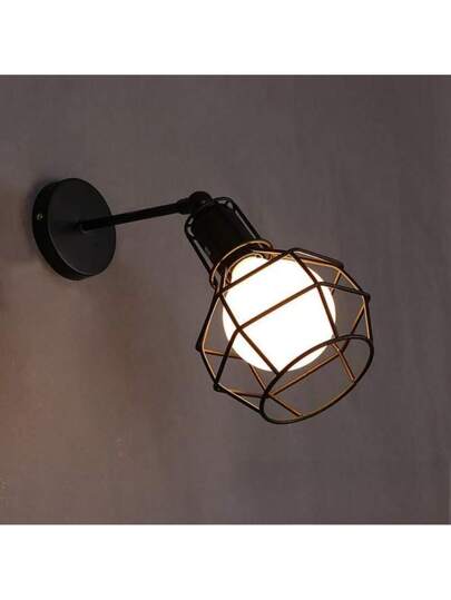 1pc Adjustable Zwart Industrial Retro Iron Sconce Bedroom, Kitchen Hallway (Light Bulb Not Included) view 9
