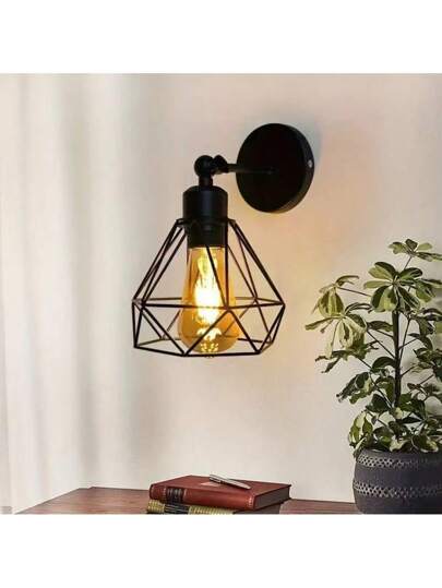 1pc Adjustable Zwart Industrial Retro Iron Sconce Bedroom, Kitchen Hallway (Light Bulb Not Included) view 2