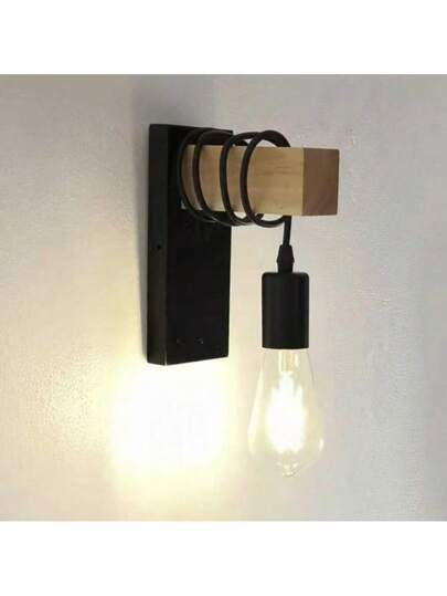 1pc Adjustable Zwart Industrial Retro Iron Sconce Bedroom, Kitchen Hallway (Light Bulb Not Included) view 8