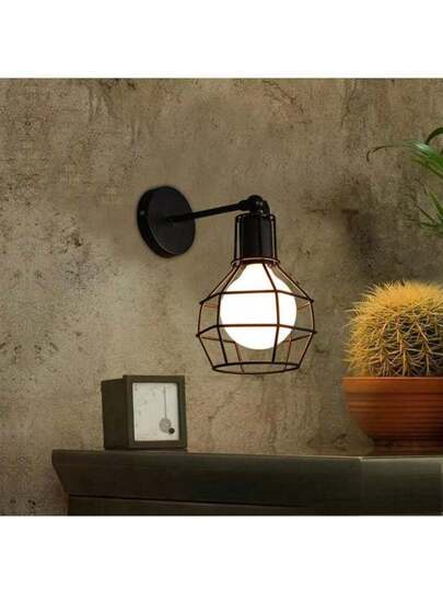 1pc Adjustable Zwart Industrial Retro Iron Sconce Bedroom, Kitchen Hallway (Light Bulb Not Included) view 4