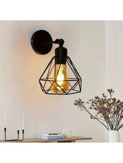 1pc Adjustable Zwart Industrial Retro Iron Sconce Bedroom, Kitchen Hallway (Light Bulb Not Included) view 5
