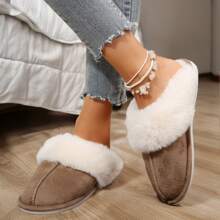 Cozy Women's Slip-On Moccasins With Non-Slip Platform - Ideal For Winter Home Comfort In Soft Plush Fleece Warm House Slippers Women Shoes - 卡其色 - 查看 10