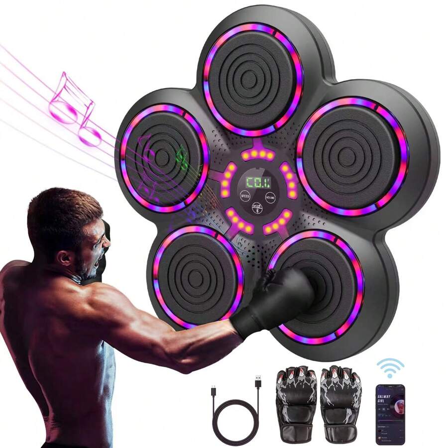 Upgrade Intelligent Music Boxing Machine For Adults, Boxing Machine With Boxing Gloves, Wall Mounted Boxing Trainer, Electronic Boxing Target Fitness Striking Equipment For Home, Indoor And Gym Use. - Black - View 1