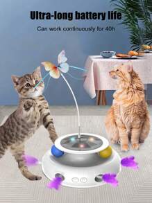 New Pet Smart Electric Automatic Cat Toys, Interactive 360° Rotating Scratch Pole Toy, Enhance Physical Exercise For Cats - White - View 8