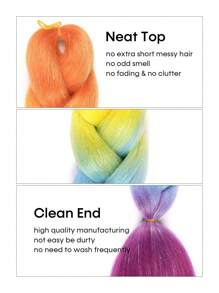 Jumbo Ombre Braiding Hair - Soft, Silky Synthetic Extensions With Glitter Tinsel Highlights (24") - Multicolor - View 4