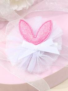 2 件装网状发夹，适合女孩青少年可爱闪光兔耳朵装饰发夹鳄鱼夹精致发饰 - 彩色 - 查看 6