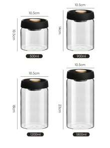 1pc Airtight Vacuum Glass Canister For Coffee Beans, Storage Jar For Coffee Powder, Tea Leaves - Multicolor - View 3