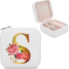 Black 26 Letter Printed White Travel Jewelry Box Jewelry Travel Storage Bag Small Jewelry Box Bridesmaid Gift Box Mini Storage Box