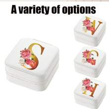 Black 26 Letter Printed White Travel Jewelry Box Jewelry Travel Storage Bag Small Jewelry Box Bridesmaid Gift Box Mini Storage Box