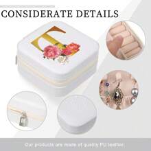 Black 26 Letter Printed White Travel Jewelry Box Jewelry Travel Storage Bag Small Jewelry Box Bridesmaid Gift Box Mini Storage Box