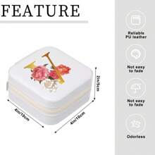 Black 26 Letter Printed White Travel Jewelry Box Jewelry Travel Storage Bag Small Jewelry Box Bridesmaid Gift Box Mini Storage Box