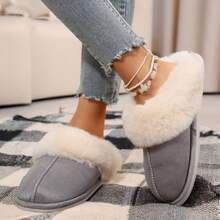 Cozy Women's Slip-On Moccasins With Non-Slip Platform - Ideal For Winter Home Comfort In Soft Plush Fleece Warm House Slippers Women Shoes - 灰色 - 查看 8