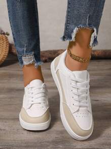 女士多功能时尚休闲鞋 - 适合日常穿着的橡胶底运动鞋 - 卡其色 - 查看 2