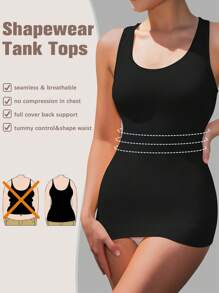 Women Tummy Control Shapewear Tank Tops - Seamless Compression Racerback Vest Body Shaper Tank Top - đen/trắng/xám - Xem 2