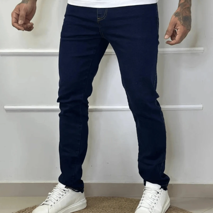 Calça Jeans Masculino Slim Com Elastano Confortavel Basica Trabalho Casual Direto da Fabrica