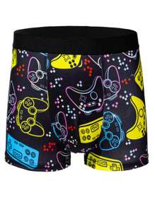 4pcs Set Men's Gamer Print Boxer Briefs, Comfortable Trunks, Mid-Rise Elastic Casual Underwear - Multicolor - View 3