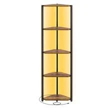 VASAGLE Eckregal 5 Ebenen, Bücherregal mit einstellbarer LED-Beleuchtung