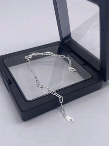 1 件纯银手链，时尚设计，简约小巧精致奢华珠宝 - 銀色 - 查看 4