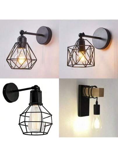 1pc Adjustable Zwart Industrial Retro Iron Sconce Bedroom, Kitchen Hallway (Light Bulb Not Included)