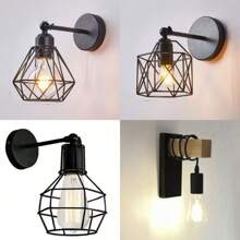 1 件可调节黑色工业复古铁艺壁灯适用于卧室、厨房和走廊（不含灯泡） - 鐵藝壁燈不含燈炮 - 查看 1