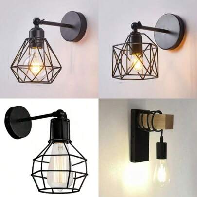 1 pezzo Applique industriale nera regolabile in stile retrò, adatta per camera da letto, cucina e ingresso (lampadina non inclusa)