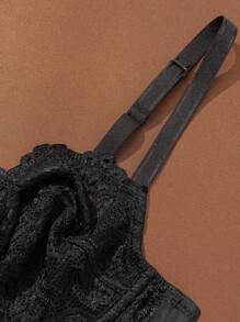 Wingslove حمالة صدر بتشكيل من الدانتيل الأزهار للنساء ذوات الحجم الكبير، بتصميم بسيط وعصري للارتداء اليومي، رفع وتدعيم - الأسود - مشاهدة 4