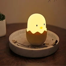 Lámpara de noche de silicona con diseño creativo de huevo de gallina LED, lámpara de noche de silicona para colocar al lado