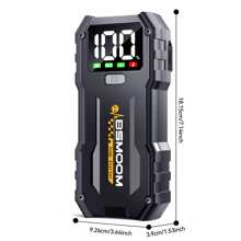 BSMOOM Car Jump Starter, 5000A Portable Car Jump Starter Battery Pack (10.0L Gasoline/8.0L Fuel), 12V Car Battery Jump Starter With Display, Smart Jump Clip, 3 LED Lights - Black - View 3