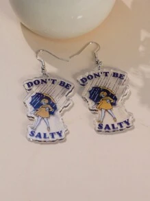 1 Coppia di orecchini unici e divertenti per adulti, orecchini pendenti e a goccia in plexiglass trasparente con scritta "Non essere salato", regalo originale e carino per Capodanno