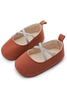 1 Pair Girls Princess Style Soft Bottom Slip-On Toddler Shoes, Suitable For Spring & Autumn