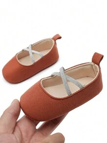 1 Pair Girls Princess Style Soft Bottom Slip-On Toddler Shoes, Suitable For Spring & Autumn