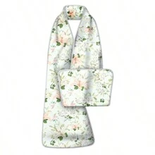 1pc Vintage Floral Print Adult Dining Scarf, Machine Washable, Waterproof And Oilproof Adult Bib, Unisex Clothing Protector, Fashionable Dinning Apron
