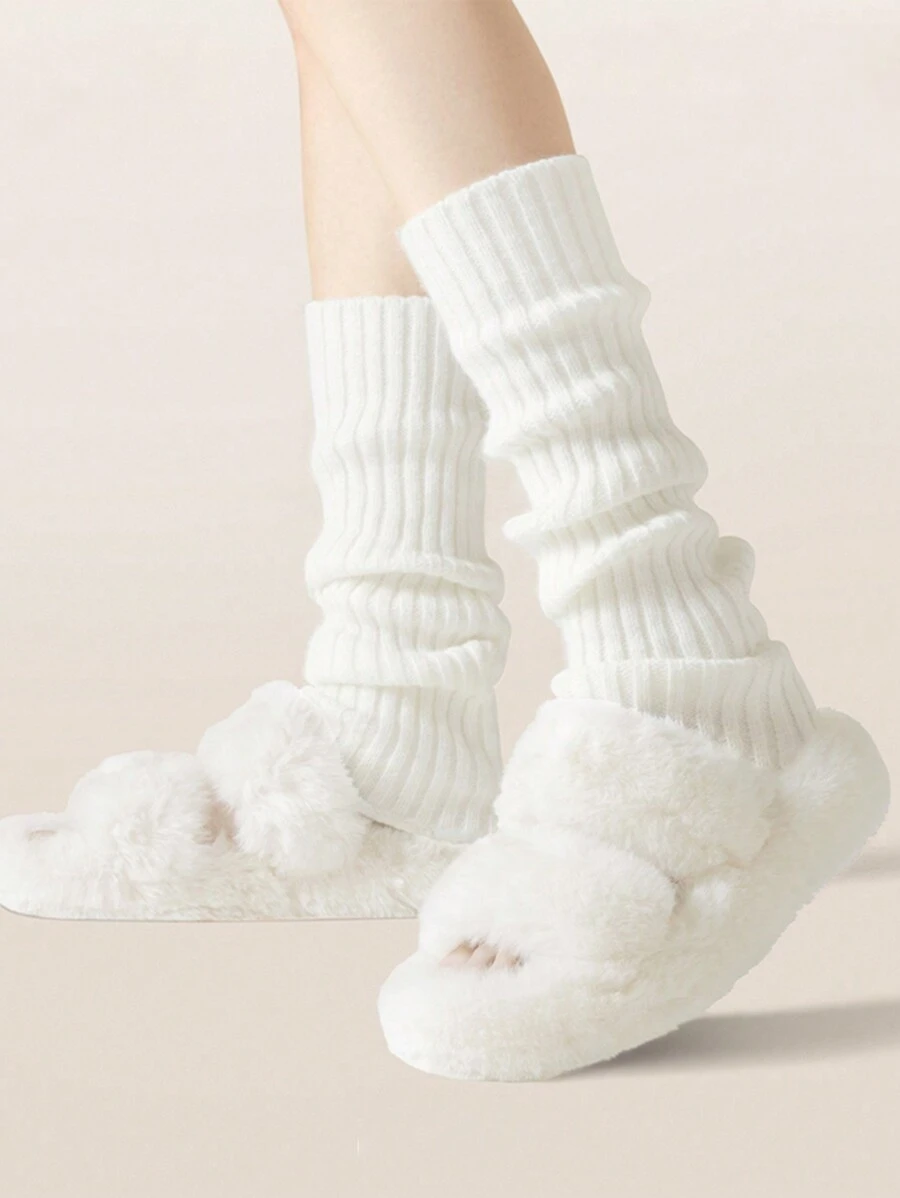 1双/2双装 40厘米薄款白色腿套，防滑宽松腿套，适合日常穿着，舒适保暖 - 白色 - 查看 1