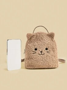 1pc Kids Cute Cat & Lamb Plush Casual Versatile Mini Backpack - Classic Backpack - View 8