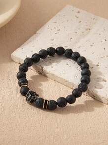Fashionable and Popular Men Stone Bracelet for Jewelry Gift and for a Stylish Look - Black - View 4
