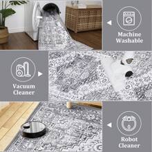 Maschinenwaschbarer Teppich, Boho-Fußmatten, Vintage-Blumenteppiche, Rutschfester Teppich, Eingangsteppich, waschbarer Akzentteppich, Schlafzimmer, Wohnzimmer, Bad, Waschküche, Teppichdekor