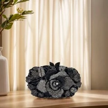 Rose Flower Crystal Purses Sparkly Rhinestone Evening Clutch For Women Wedding Party Cocktail Handbags